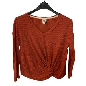 Anthropologie | Akemi + Kin Rust Waffle Knit Twist Front Long Sleeve Size XS